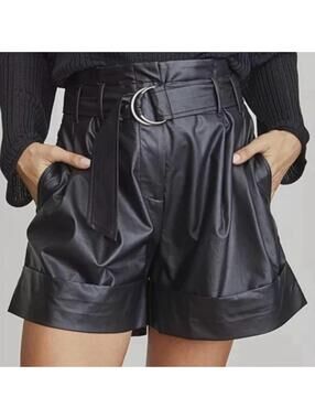 Elizabeth and James black faux leather shorts